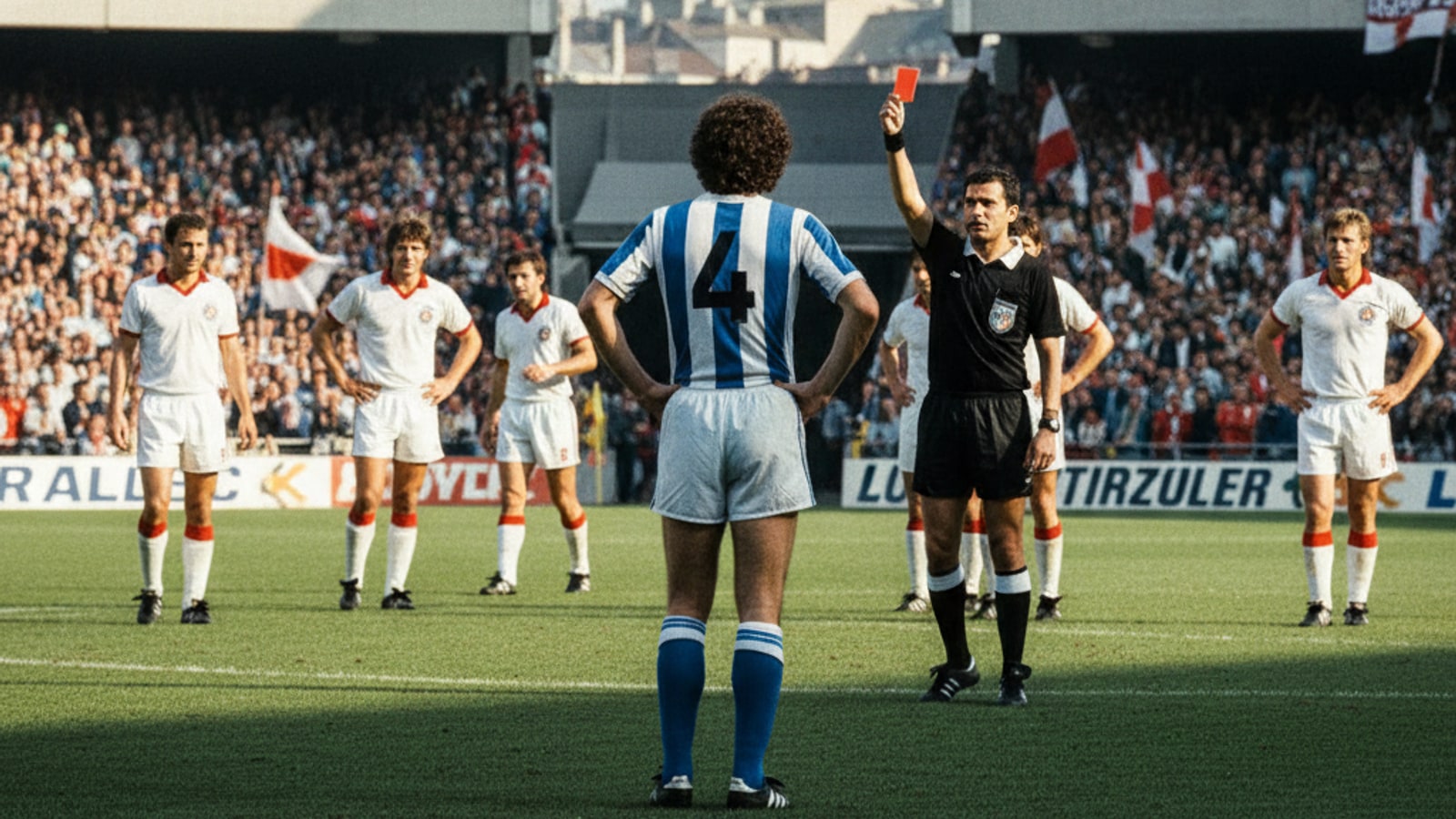 How did Ray Wilkins get sent off at the World Cup?